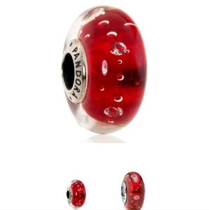 Last one left -Pandora Red Fizzle Murano Glass Charm